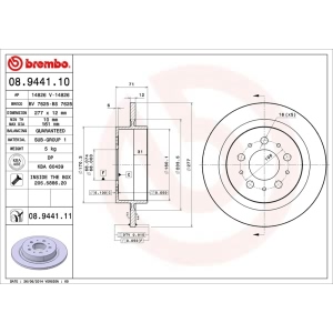 brembo UV Coated Series Solid Rear Brake Rotor for Volvo V90 - 08.9441.11