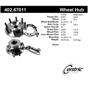 Centric Premium™ Wheel Bearing And Hub Assembly for Dodge Ram 3500 - 402.67011