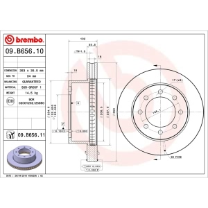 brembo UV Coated Series Front Brake Rotor for 2008 Dodge Ram 2500 - 09.B656.11