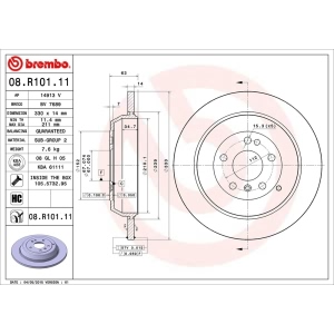 brembo UV Coated Series Solid Rear Brake Rotor for 2006 Mercedes-Benz ML350 - 08.R101.11