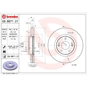 brembo UV Coated Series Front Brake Rotor for 2012 Hyundai Santa Fe - 09.B671.21