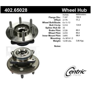 Centric Premium™ Rear Passenger Side Driven Wheel Bearing and Hub Assembly for 2007 Lincoln Navigator - 402.65028