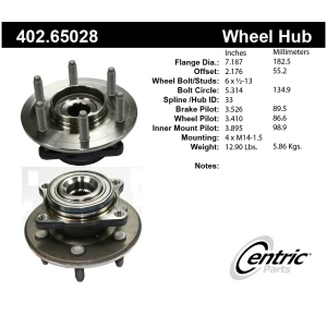 Centric Premium™ Rear Passenger Side Driven Wheel Bearing and Hub Assembly for 2007 Ford Expedition - 402.65028