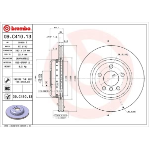 brembo OE Replacement Front Brake Rotor for 2013 BMW 528i - 09.C410.13