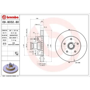 brembo OE Replacement Front Brake Rotor for 1996 Mazda B2300 - 09.8032.80