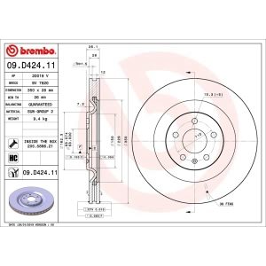 brembo UV Coated Series Rear Brake Rotor for 2019 Audi Q8 - 09.D424.11