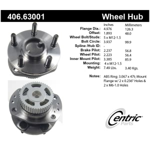 Centric Premium™ Wheel Bearing And Hub Assembly for 1998 Dodge Grand Caravan - 406.63001
