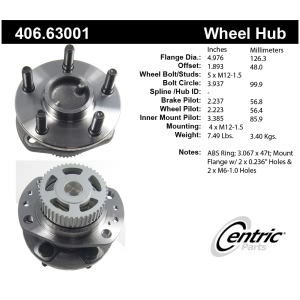 Centric Premium™ Wheel Bearing And Hub Assembly for 2000 Chrysler Voyager - 406.63001