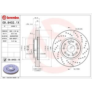 brembo Premium Xtra Cross Drilled UV Coated 1-Piece Front Brake Rotors for Lexus GS430 - 09.8402.1X
