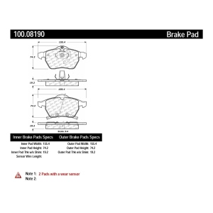 Centric Formula 100 Series™ OEM Brake Pads for 2002 Saturn L200 - 100.08190