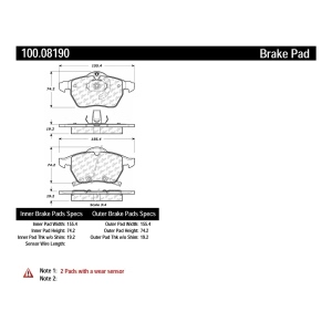 Centric Formula 100 Series™ OEM Brake Pads for 2002 Saturn LW200 - 100.08190