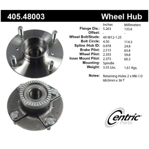Centric Premium™ Wheel Bearing And Hub Assembly for Chevrolet Metro - 405.48003