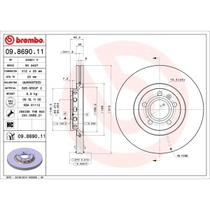brembo UV Coated Series Front Brake Rotor for Audi A8 - 09.8690.11