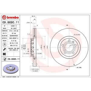 brembo UV Coated Series Front Brake Rotor for 2000 Audi A6 Quattro - 09.8690.11