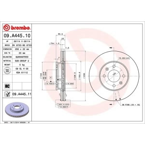 brembo UV Coated Series Vented Front Brake Rotor for 2011 Hyundai Accent - 09.A445.11