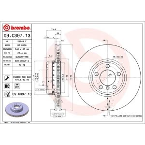 brembo OE Replacement Front Brake Rotor for 2013 BMW ActiveHybrid 3 - 09.C397.13