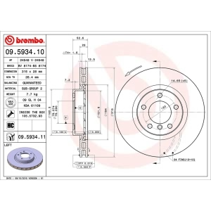 brembo UV Coated Series Vented Front Driver Side Brake Rotor for 1997 BMW M3 - 09.5934.11