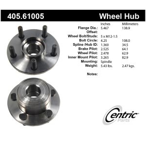 Centric Premium™ Wheel Bearing And Hub Assembly for 1989 Ford Thunderbird - 405.61005