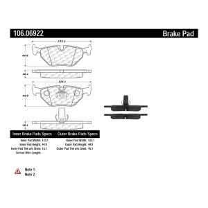 Centric Posi Quiet™ Extended Wear Brake Pads With Shims And Hardware for 2007 Saab 9-5 - 106.06922