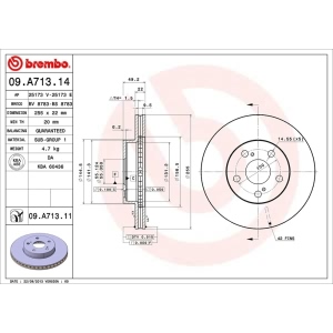 brembo UV Coated Series Front Brake Rotor for 2009 Toyota Prius - 09.A713.11