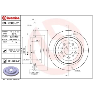 brembo UV Coated Series Rear Brake Rotor for 2014 Cadillac ATS - 09.N286.21