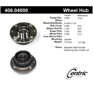 Centric Premium™ Wheel Bearing And Hub Assembly for 2019 Fiat 500 - 406.04000