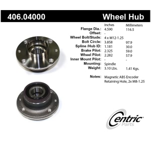 Centric Premium™ Wheel Bearing And Hub Assembly for 2012 Fiat 500 - 406.04000