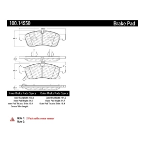 Centric Formula 100 Series™ OEM Brake Pads for 2011 Dodge Durango - 100.14550