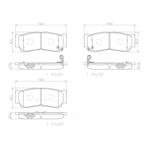 brembo Premium Ceramic Rear Disc Brake Pads for Hyundai Santa Fe - P30037N