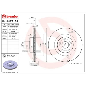 brembo UV Coated Series Vented Front Brake Rotor for 2014 Scion FR-S - 09.A921.11