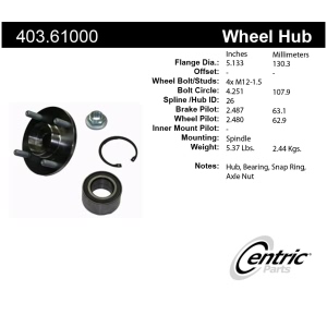 Centric Premium™ Wheel Hub Repair Kit for 1990 Ford Escort - 403.61000