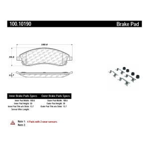 Centric Formula 100 Series™ OEM Brake Pads for 2009 Cadillac SRX - 100.10190