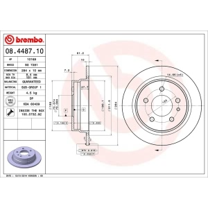 brembo OE Replacement Solid Rear Brake Rotor for 1987 BMW M6 - 08.4487.10