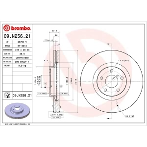 brembo UV Coated Series Front Brake Rotor for 2017 Ford Fusion - 09.N256.21