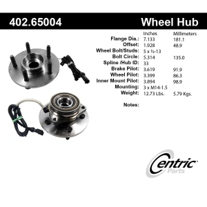 Centric C-Tek™ Front Passenger Side Standard Driven Axle Bearing and Hub Assembly for 2000 Ford Expedition - 402.65004E