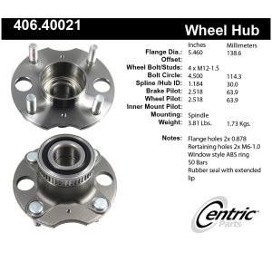 Centric Premium™ Wheel Bearing And Hub Assembly for 1992 Honda Prelude - 406.40021