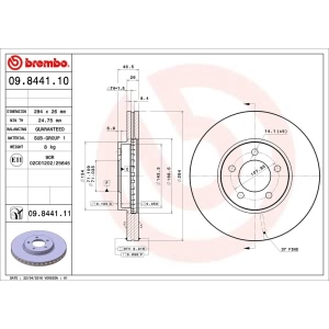 brembo UV Coated Series Vented Front Brake Rotor for 1998 Ford Taurus - 09.8441.11