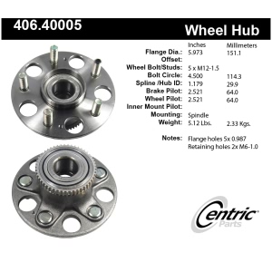 Centric Premium™ Wheel Bearing And Hub Assembly for 2005 Honda Civic - 406.40005