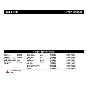 Centric Semi-Loaded Brake Caliper for 1991 Daihatsu Charade - 141.41001