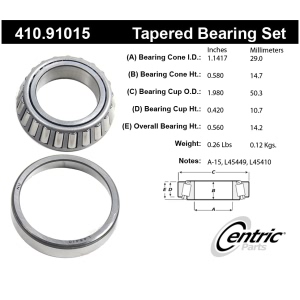 Centric Premium™ Rear Passenger Side Inner Wheel Bearing and Race Set for Audi 4000 - 410.91015