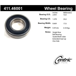 Centric Premium™ Rear Passenger Side Outer Single Row Wheel Bearing for Dodge Stealth - 411.46001