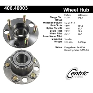 Centric C-Tek™ Rear Driver Side Standard Non-Driven Wheel Bearing and Hub Assembly for 1993 Acura Legend - 406.40003E