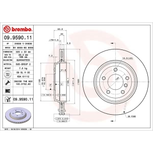 brembo UV Coated Series Vented Rear Brake Rotor for 2001 BMW 330xi - 09.9590.11