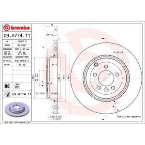 brembo UV Coated Series Vented Rear Brake Rotor for 2012 Land Rover Range Rover Sport - 09.A774.11