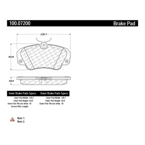 Centric Formula 100 Series™ OEM Brake Pads for Cadillac Catera - 100.07200