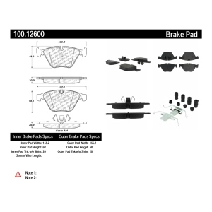 Centric Formula 100 Series™ OEM Brake Pads for 2008 BMW 328i - 100.12600