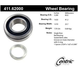 Centric Premium™ Rear Passenger Side Single Row Wheel Bearing for Buick Skylark - 411.62000