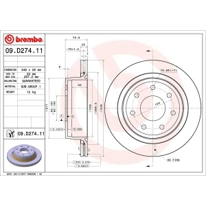 brembo UV Coated Series Rear Brake Rotor for 2012 Ford F-150 - 09.D274.11