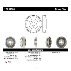 Centric Premium™ Brake Drum for BMW 320i - 122.34000