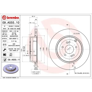 brembo UV Coated Series Rear Brake Rotor for 2013 Hyundai Genesis Coupe - 09.A555.11